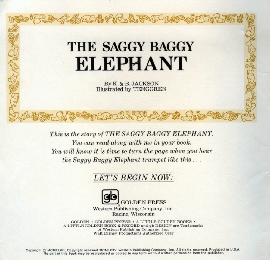 The Saggy Baggy Elephant (02),绘本,绘本故事,绘本阅读,故事书,童书,图画书,课外阅读
